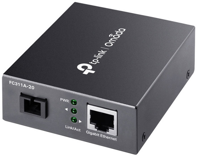 TP-Link FC311A20 / Convertidor de medios 20 Km SMF | 2604 – TP-Link FC311A20 es un convertidor de medios diseñado para la transmisión de datos a larga distancia, tecnología WDM, 1 puerto RJ45 Gigabit, 1 puerto de fibra SC Gigabit, alcance de hasta 20 km 