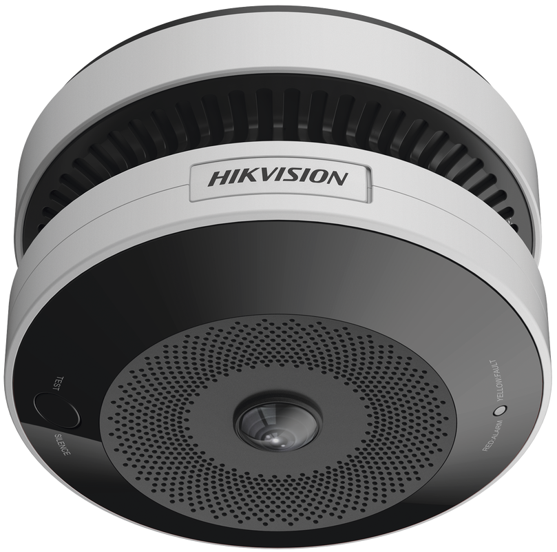 Cámara Mini Fisheye con Detector de Humo / Hikvision HF-VS409 | 2603 - Hikvision HF-VS409 es una cámara de red tipo mini Fisheye diseñada para la detección combinada de humo e incendios, cuenta con una resolución de 4MP, sensor óptico de humo 