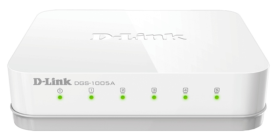 Switch  5-Port / D-Link DGS-1005A | 2606 – D-Link DGS-1005A es un switch diseñado para oficinas pequeñas o entornos domesticos con capacidad de conmutacion de 10 Gbps, tasa maxima de reenvio de paquetes de 7.44 Mpps, tabla de direcciones MAC de 2K