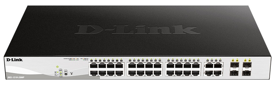 Switch 24-Port PoE+ 370W / D-Link DGS-1210-28MP | 2606 – D-Link DGS-1210-28MP es un switch diseñado para redes empresariales y provee Operación en Capa L2+ con Enrutamiento Estático, Soporte de PoE e IEEE 802.3at PoE+, 24 Puertos 10/100/1000BASE-T PoE