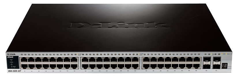 Switch 48-Port / D-Link DGS-3420-52T | 2606 – D-Link DGS-3420-52T es un switch diseñado para ofrecer conectividad escalable en redes corporativas, con capacidad de conmutación de 176 Gbps, tasa de reenvío de 130.95 Mpps, 48-puertos Ethernet Gigabit