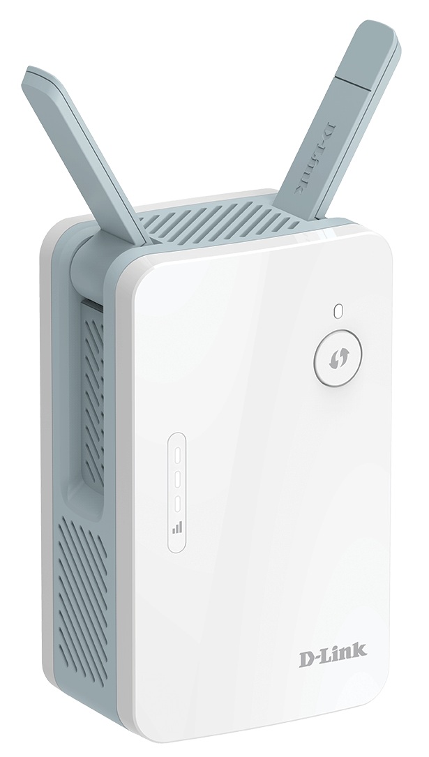 Amplificador Wi-Fi 6 de 1.5 Gbps / D-Link E15 | 2606 – D-Link E15 es un amplificador de red diseñado para extender la cobertura inalámbrica con tecnología de sexta generación, velocidad combinada de hasta 1500 Mbps, tasa de transferencia de 1201 Mbps
