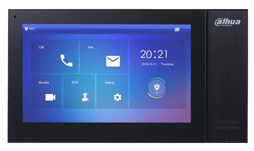 Monitor interior IP / Dahua DHI-VTH2421FB-P | 2610 – Dahua DHI-VTH2421FB-P es un monitor interior IP con Pantalla táctil capacitiva de 7″ y resolución de 1.024 × 600, Procesador integrado y sistema Linux, Compresión de video H.264, Audio bidireccional