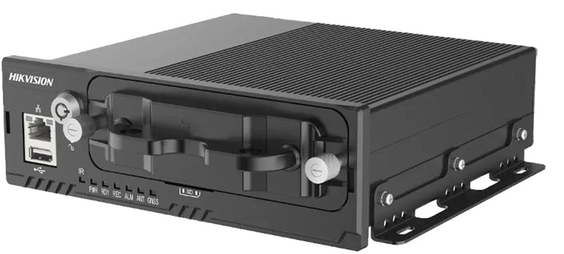 DVR Móvil / Hikvision AE-MD5043/1T | 2503 - DVR Móvil 1080P de 4 canales, Conectividad: RJ-45, M12 6 pines, RS-232, RS-422 & USB, Interfaz DEV & VGA, Almacenamiento: 2x HDD/SSD 2.5” & Tarjeta SD, H.264 & H.265, Alarmas: 4 Entradas & 2 Salidas