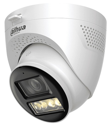 Cámara HDCVI Eyeball / Dahua DH-HAC-HDW1801TQN-IL-T | 2609 – Dahua DH-HAC-HDW1801TQN-IL-T es una cámara HDCVI Eyeball 4K NTSC con Smart Dual Light y audio bidireccional, Resolución máxima: 3.840 × 2.160, Iluminación: IR y luz cálida