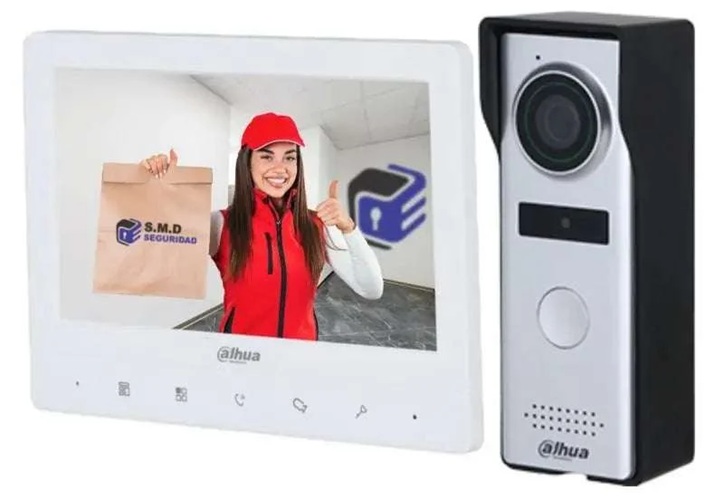 Kit de videoportero analógico / Dahua DHI-KTA04 | 2610 – Dahua DHI-KTA04 es un kit de videoportero analógico con Monitor interior VTH1010J de 4,3″ y resolución de 480 × 272, Estación exterior VTO1000J con cámara CMOS de 1,3 MP, Campo visual horizontal