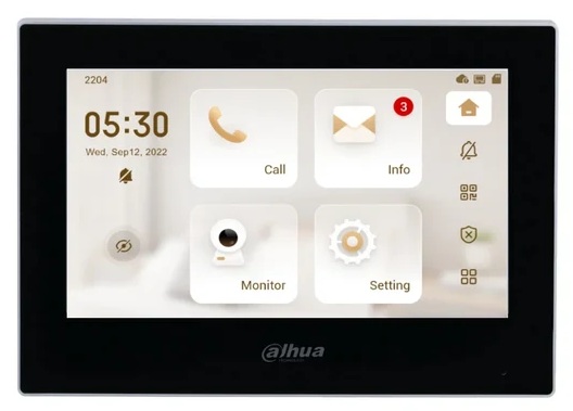 Monitor Interior IP / Dahua DHI-VTH2621G-P | 2610 – Dahua DHI-VTH2621G-P Monitor interior IP con Pantalla TFT táctil capacitiva de 7″ y resolución de 1.024 × 600, Decodificación de video H.265/H.264, Procesador integrado de doble núcleo a 1,2 GHz