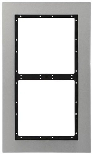 Panel frontal para dos módulos / Dahua VTM125 | 2610 – Dahua VTM125 Panel frontal para dos módulos con Construcción en aluminio, Acabado plateado, Dimensiones de 140 × 240 × 7 mm, Compatibilidad con caja de montaje VTM127 y Aplicación en equipos