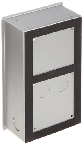 Caja de montaje para dos módulos / Dahua VTM127 | 2610 – Dahua VTM127 es una caja de montaje para dos módulos con Construcción en aluminio, Acabado plateado, Compatibilidad con panel VTM125 y equipos de la serie VTO4202F-X, Instalación superficial