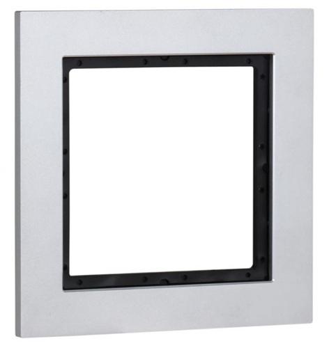 Panel frontal para un módulo / Dahua VTM77 | 2610 – Dahua VTM77 Panel frontal para un módulo con Construcción en aleación de aluminio, Tratamiento superficial mediante oxidación anódica, Acabado plateado, Uso en exteriores, Dimensiones 140 × 140