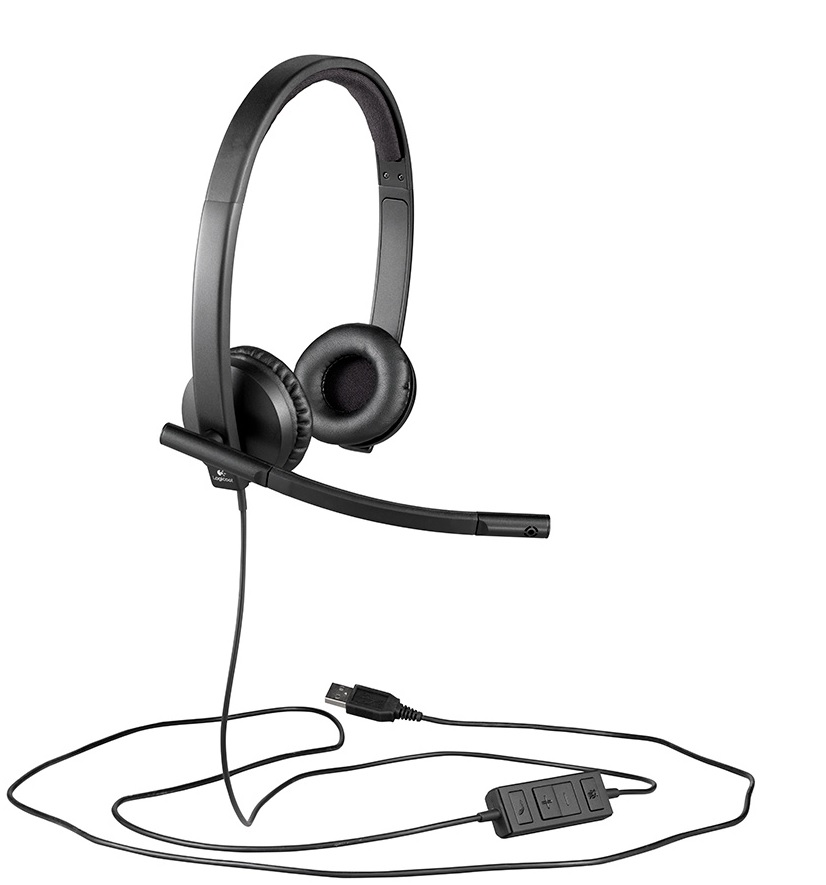 Diadema USB-A Biaural / Logitech H570e | 2408 - Logitech 981-000574 Auricular USB-A, Cancelación de eco, Micrófono con supresión de ruido, Controles integrados, Optimizada para voz y música, Certificación Skype for Business, Compatible con Zoom 