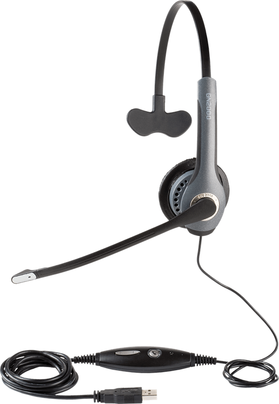Jabra GN2000 USB Mono / Diadema USB-A Call center | 2509 - Jabra GN2000 USB Mono 20001-431 es un auricular profesional monoaural con conexión USB-A optimizado para plataformas como Microsoft Lync y otros softphones. Diseñado para entornos de uso masivo
