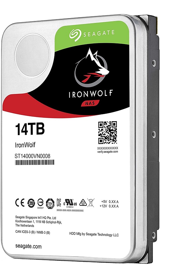 Disco Duro Seagate IronWolf ST14000VN0008 / 14TB NAS | 2206 - Disco Duro para NAS, Capacidad: 14TB, Interno 3.5'', 7200 rpm, Interfaz SATA 6 Gb/s, Velocidad de transferencia: 210MB/s, Caché 256MB, 24x7, Ciclos de carga/descarga: 600.000