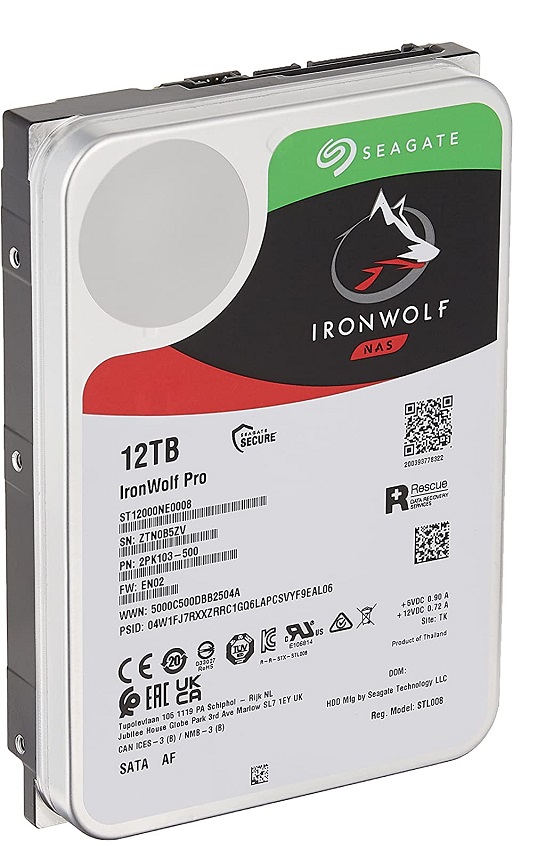 Disco Duro Seagate IronWolf ST12000VN0008 / 12TB NAS | 2206 - Disco Duro para NAS, Capacidad: 12TB, Interno 3.5'', 7200 rpm, Interfaz SATA 6 Gb/s, Velocidad de transferencia: 210MB/s, Caché 256MB, 24x7, Ciclos de carga/descarga: 600.000