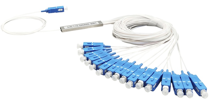 Tempo TM-PLC-1X16UPC / Divisor Óptico PLC 1x16 | 2506 - Splitter PLC de 1x16 de fibra óptica Fiberall, Entrada: Conector SC/UPC, Salidas: Conector SC/UPC, Tipo de Fibra: G.657.A, Longitud de Onda: 1260-1650 nm, Pérdida de Inserción Estándar: 14 dB