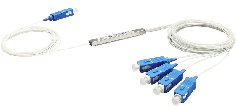 Tempo TM-PLC-1X4UPC / Divisor Óptico PLC 1x4 | 2506 - Splitter PLC de 1x4 de fibra óptica Fiberall, Entrada: Conector SC/UPC, Salidas: Conector SC/UPC, Tipo de Fibra: G.657.A, Longitud de Onda: 1260-1650 nm, Pérdida de Inserción Estándar: 7.6 dB