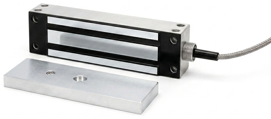 Electroimán para exterior / Seco-Larm E-946FC-600Q | 2604 - Seco-Larm E-946FC-600Q Cerradura electromagnética diseñada para el control de accesos en entornos exteriores, tecnología de fuerza de retención de 600 libras, carcasa de acero inoxidable
