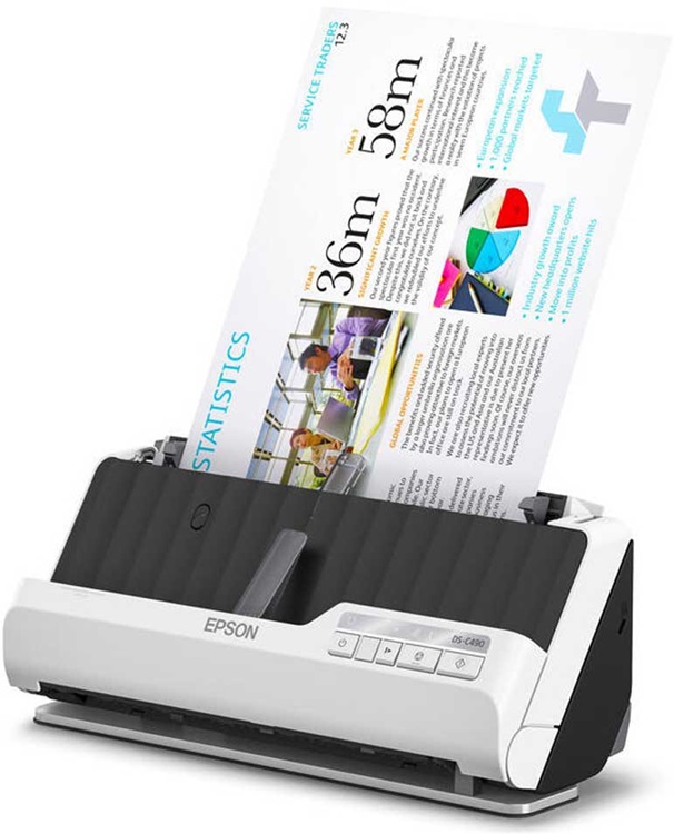 Escaner Vertical  40 ppm / Epson WorkForce DS-C490 | 2412 - Escáner Epson DS-C490 B11B271201 de alimentación Vertical, Formato A4, Dúplex Automático, Resolución: Optica 600 dpi / Interpolada 1200 dpi, Velocidad:  40 ppm /80 ipm a 300 dpi, Profundidad