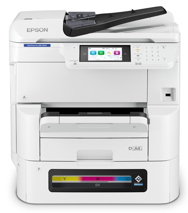 Multifuncional Tinta Color / Epson EM-C8100 | 2606 – Epson WorkForce Pro EM-C8100 C11CL31301 es una impresora multifuncional diseñada para grupos de trabajo, velocidades de impresión 25 ppm ISO en negro y 24 ppm ISO en color, resolución 4800 x 1200 dpi