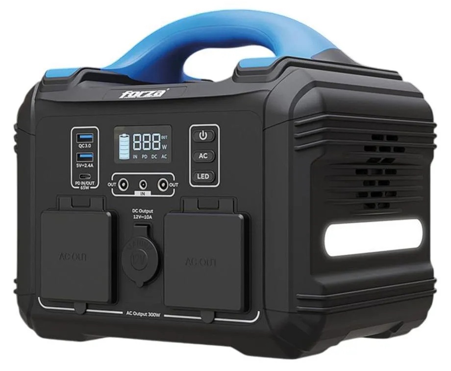 Estación de Energía Portátil / Forza FPP-T300 | 2607 – Forza FPP-T300 es una estación de energía portátil diseñada para suministrar energía de respaldo a PCs portátiles, dispositivos móviles, equipos electrónicos y pequeños electrodomésticos.
