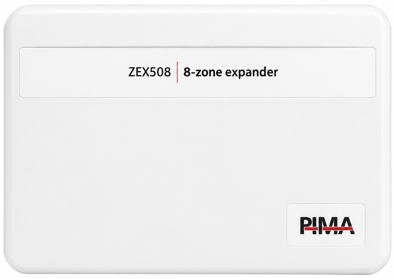 PIMA ZEX-508 / Expansor de Zonas Cableado | 2604 - PIMA ZEX-508 es un módulo de expansión diseñado para incrementar la capacidad de zonas de los paneles de control de la serie FORCE, tecnología de conexión por bus de datos de cuatro hilos