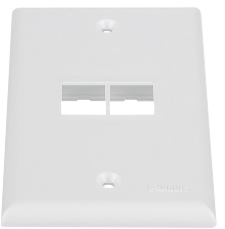 Faceplate Vertical / Panduit NK2FNWH | 2506 - Placa de pared vertical, 2 Módulos Keystone, Material: Plástico ABS, Color: Blanco, Montaje de tipo Flush/Vertical, Compatible con cajas estándar NEMA de 1‑gang, Dimensiones: 70 × 11 × 114 mm