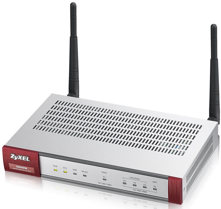Firewall Appliance UTM - ZyXEL   USG40W |  Firewall todo en uno (NGFW), Protección Antimalware, Firewall, Antivirus, Antispam, Filtrado de contenido, IDP e inteligencia de aplicaciones USG40WUTMBDL 
