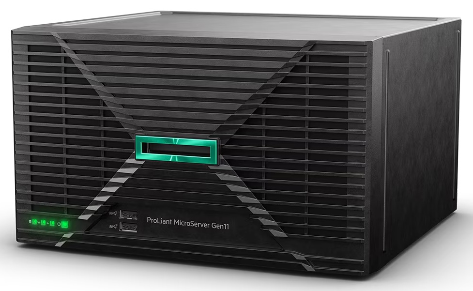 Servidor Xeon E-2434 4-Core / HPE MicroServer G11 | 2605 – HPE ProLiant MicroServer Gen11 P86708-DM5 es un servidor compacto diseñado para oficinas pequeñas, procesador Intel Xeon E-2434, 4-core, Memoria RAM 16GB DDR5, Red 2-Port Gigabit, Fuente 180W