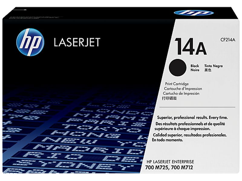 Toner para HP M712dn / HP 14A | 2502 - Toner Original HP CF214A Negro. Rendimiento 10.000 Páginas al 5%. Impresoras Compatibles: HP M712dn M712n M712xh 