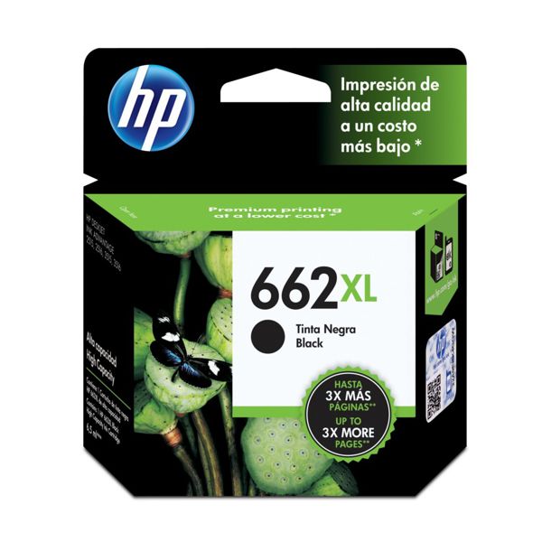 Tinta HP 662XL CZ105AL / Negro 360 Pág | 2502 - Tinta Original HP CZ105AL Negro. Rendimiento 360 Páginas al 5%. Impresoras Compatibles: HP DeskJet Ink Advantage 1015 1515 2515 2545 3515 3545 4645 
