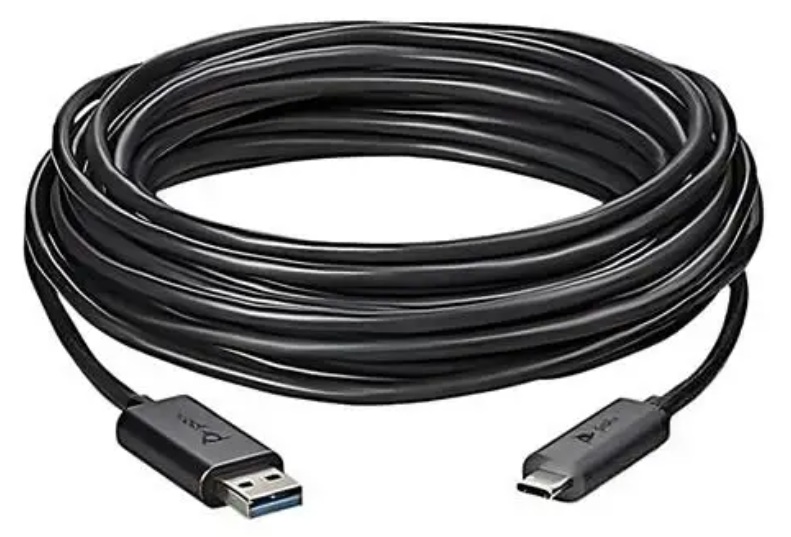 Cable extensor 10m / HP Poly Active Optical USB | 2606 – HP Poly Active Optical USB 3.1 Cable 10M 875H1AA es un cable de conexión diseñado para transmisión de datos a larga distancia en salas de videoconferencia, Conectividad de USB-A a USB-C