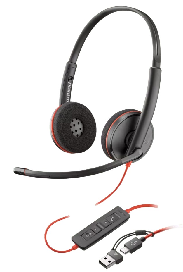 HP Poly Blackwire 3220 / Diadema USB C-A | 2606 – HP Poly Blackwire 3220 8X228A6 es un audífono diseñado para audio profesional en llamadas y entornos de oficina, Conectividad cableada USB-C con adaptador a USB-A, Audio de alta fidelidad estéreo