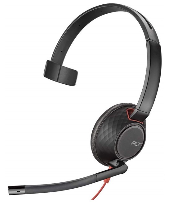 Diadema HP 8X230AA USB / Poly Blackwire 5210 Mono | 2509 - HP Poly Blackwire 5210 Mono 8X230AA son auriculares monoaurales con conexión USB-C y 3.5 mm + adaptador para USB-A. Micrófono boom flexible con cancelación de ruido, Controles de llamada