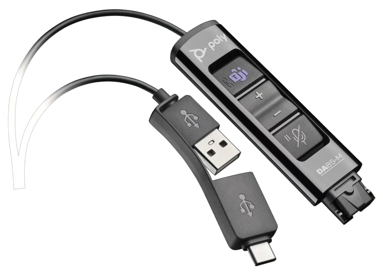 HP Poly DA75 TAA / Adaptador USB a QD | 2606 – HP Poly DA75 TAA USB a QD 786C6AA es un adaptador diseñado para conectar diademas profesionales con conector Quick Disconnect a computadoras portátiles y de escritorio, Conectividad USB-A y USB-C integrado