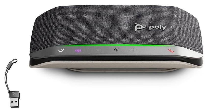 HP Poly Sync 20+M / Altavoz para videoconferencia | 2606 – HP Poly Sync 20+M Speakerphone USB-C/A Adapter B95VLAA#AC3 Altavoz diseñado para realizar conferencias de audio profesionales y reproducir música en entornos móviles, Conectividad Bluetooth 5.1