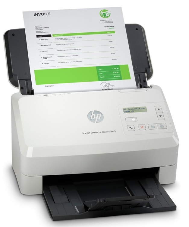 Escáner Vertical 65 ppm / HP ScanJet 5000 s5 | 2512 - HP ScanJet Enterprise Flow 5000 s5 6FW09A#BGJ es un Escáner de alimentación de hojas con tecnología CIS, Resolución óptica 600 dpi - máxima hasta 1200 dpi, Velocidad simplex 65ppm y dúplex 130ipm