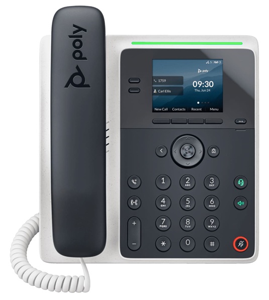 HP Poly Edge E100 / Teléfono IP Empresarial | 2606 – HP Poly Edge E100 IP 82M86AA es un teléfono diseñado para comunicaciones empresariales confiables, Pantalla color IPS LCD de 2.8 pulgadas, Resolución de relación aspecto 4 a 3, 2 teclas de línea