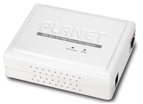 Inyector PoE Planet PoE-161 / 30W | 2110 - Inyector PoE 802.3at 30W, Distancia de transmisión y alimentación hasta 100m o hasta 200m con extensores POE-E201. Autodetecta dispositivos PoE 802.3at. Puertos: 1x de entrada 10/100/1000Base-T