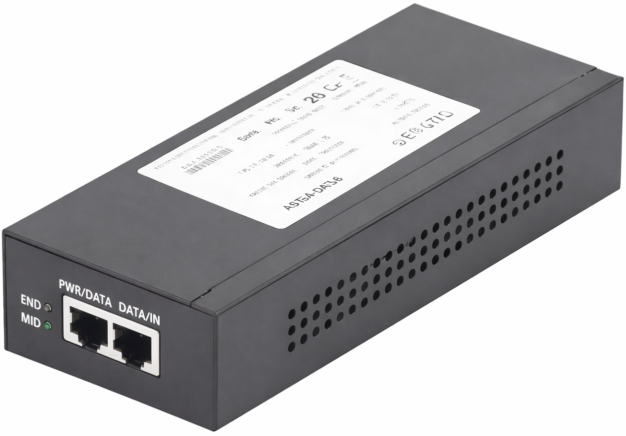 Inyector PoE 30W / Hikvision LAS30-57CN-RJ45 | 2603 - Hikvision LAS30-57CN-RJ45 es un inyector de un solo puerto diseñado para suministrar energía y datos a domos PTZ y cámaras IP de alto rendimiento, ofrece salida de 56 VCC con una potencia máxima