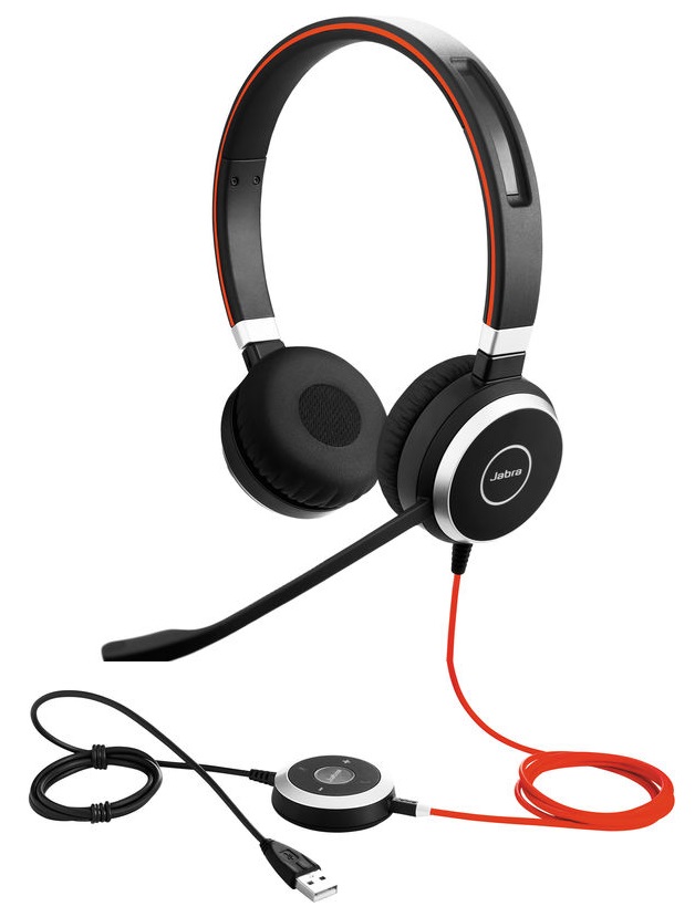 Jabra Evolve 40 MS Estéreo / Diadema USB Biaural | 2406 - Jabra 6399-823-109 Auricular USB certificado para Skype Empresarial, Conector de 3.5 mm, Micrófono con cancelación de ruido, Procesamiento de señales digitales (DSP), Control remoto de llamadas 