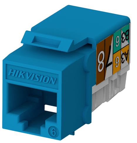 Jack Keystone x50 / Hikvision DS-1CK6U90T(BLUE50PCS) | 2603 - Hikvision DS-1CK6U90T(BLUE50PCS) es un conector jack tipo keystone diseñado para terminaciones de red de categoría 6 sin blindaje, incorpora un ángulo de ponchado de 90 grados