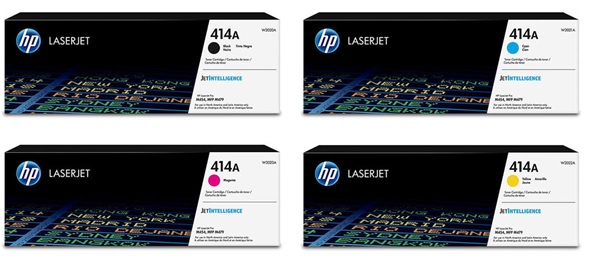 Toner para HP M454dn / HP 414A | 2503 - Toner Original HP 414A. El Kit Incluye: W2020A Negro, W2021A Cian, W2022A Amarillo, W2023A Magenta. Rendimiento: Negro 2400 / Color 2.100 Paginas al 5%. Modelos Compatibles: HP Color LaserJet Pro M4754dn M454dw 