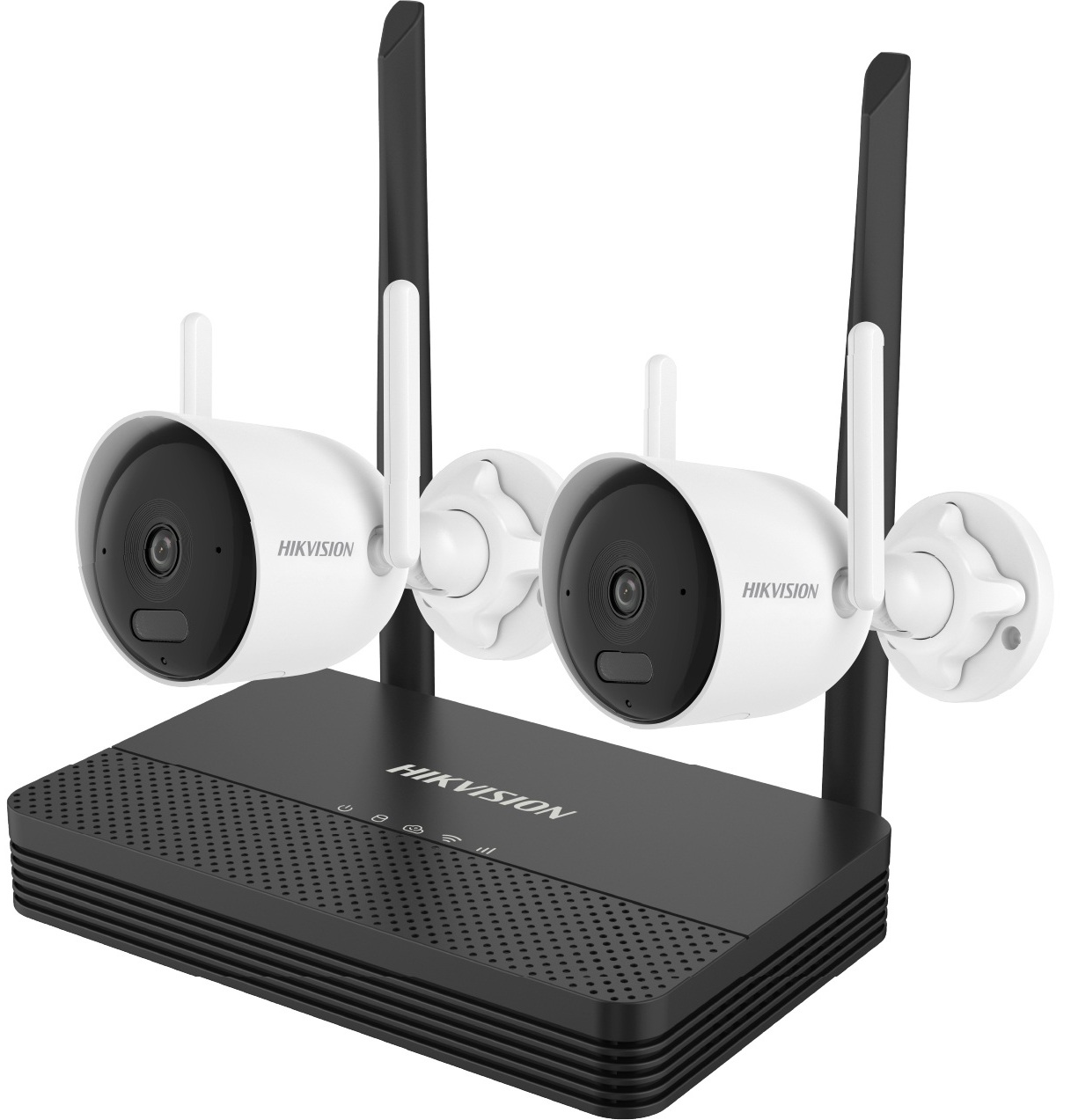 Kit de videovigilancia / Wi-Fi Hikvision DS-J142I(STD)-NKS422WBH | 2603 - Hikvision DS-J142I(STD)/NKS422WBH es un sistema de seguridad inalámbrico diseñado para vigilancia residencial y comercial pequeña, integra un NVR de 4 canales con almacenamiento