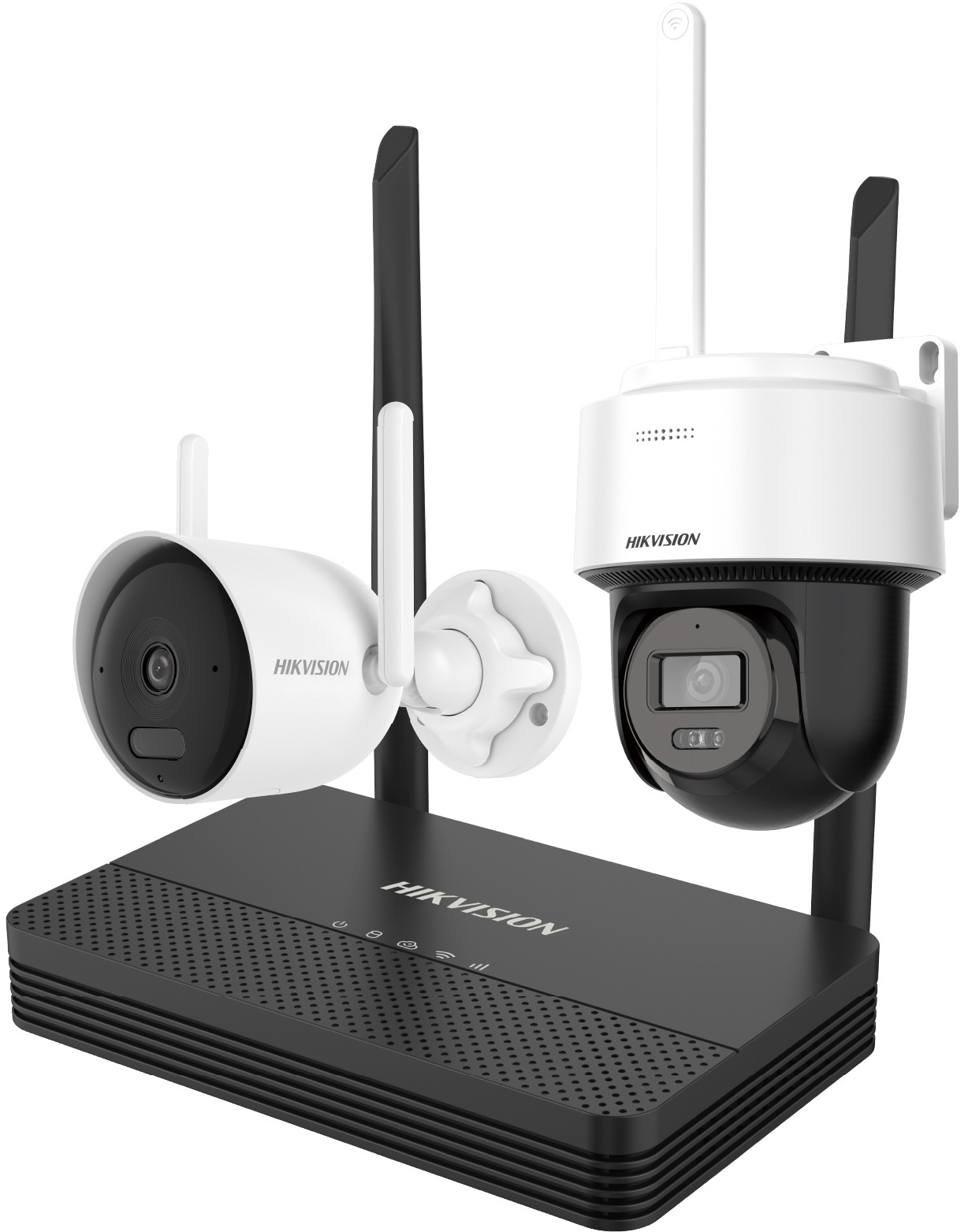Kit de videovigilancia Wi-Fi / Hikvision DS-J142I-NKS422WBPH | 2603 - Hikvision DS-J142I/NKS422WBPH es un sistema de seguridad inalámbrico diseñado para vigilancia residencial y comercial, integra un NVS de 4 canales con almacenamiento eMMC de 512 GB