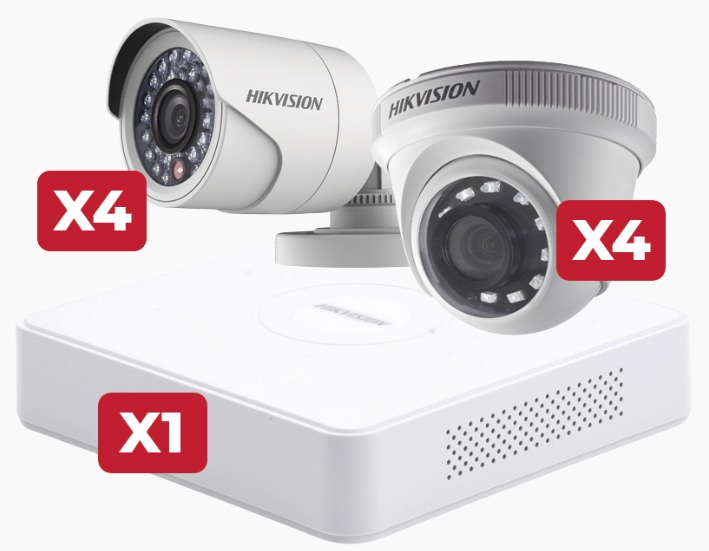 Hikvision KITHGHI4 / Kit de Videovigilancia 8-Cámaras | 2605 - Hikvision KITHGHI4 es un kit de CCTV diseñado para vigilancia y seguridad cuenta con grabador de 8 canales análogos TurboHD y 2 canales IP con detección de movimiento 2.0, compresión H.265