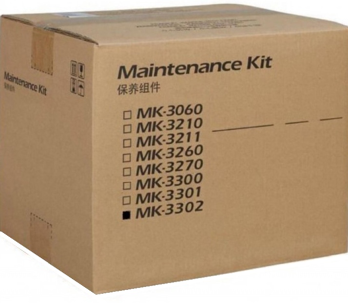 Kit de mantenimiento / Kyocera MK-3302 | 2608 – Kyocera MK-3302 1702TA7US0 es un kit de mantenimiento para impresoras Kyocera. Tecnología de impresión: Láser, Rendimiento estimado: 500.000 páginas, Condición del producto: Kit de mantenimiento original