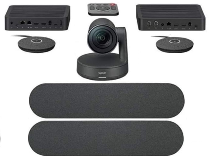 Sistema Videoconferencia - Logitech Rally Plus | 2210 - 960-001225 / Kit ConferenceCam Premium UHD con control de cámara automático, Panorámica, Inclinación y Zoom robotizados y Fluidos, Base de Micrófono Rally alcance 4.5m, Detección de figura humana
