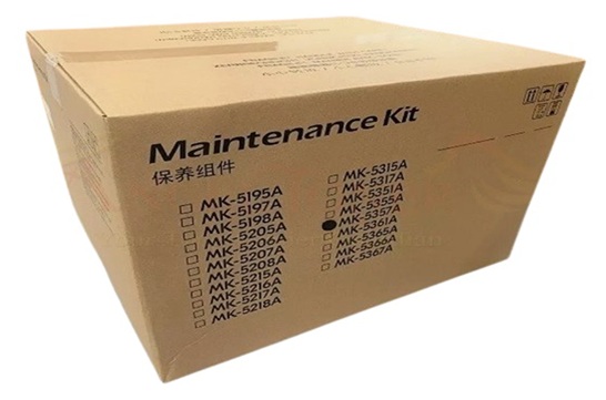 Kit de mantenimiento / Kyocera MK-5357A | 2608 – Kyocera MK-5357A 1702WL7US0 es un kit de mantenimiento para equipos Kyocera. Tecnología de impresión: Láser, Rendimiento estimado: 200.000 páginas, Condición del producto: Kit de mantenimiento original