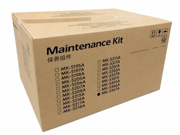 Kit de mantenimiento / Kyocera MK-5367A | 2608 – Kyocera MK-5367A es un kit de mantenimiento para equipos Kyocera. Tecnología de impresión: Láser, Rendimiento estimado: 200.000 páginas, Condición del producto: Kit de mantenimiento original