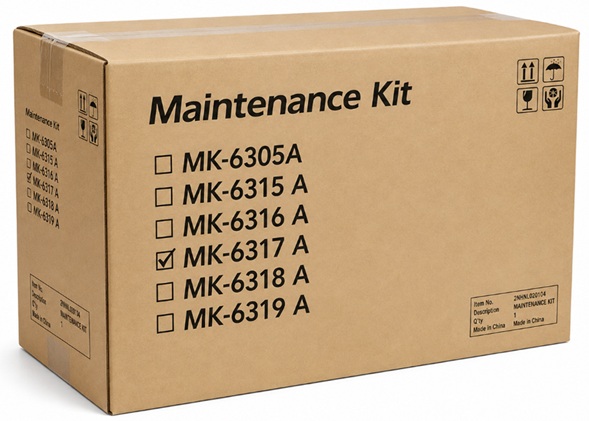 Kit de mantenimiento / Kyocera MK-6317 | 2608 – Kyocera MK-6317 1702N97US1 es un kit de mantenimiento Genuine OEM para equipos Kyocera TASKalfa, Rendimiento aproximado: 600.000 páginas, Componentes: Drum Unit, Developer Unit, Fuser Unit, Top Filter